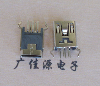 西藏MINI USB5p母座|B型口180度|直插弯脚