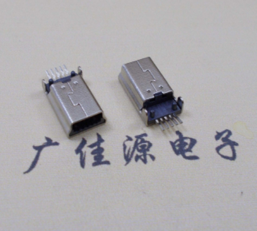 西藏MINI USB公头 5pin端子贴板带柱 10.7mm体长