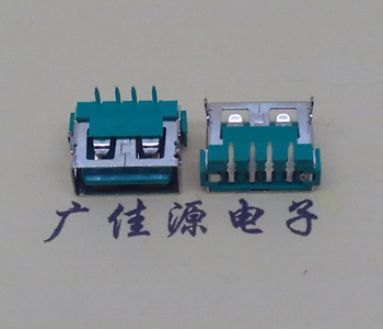 西藏USB2.0接口|AF90度母座|卧插直口|绿色胶芯