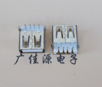 西藏USB母座接口 AF90度沉板1.9引脚4P插件白胶芯直边