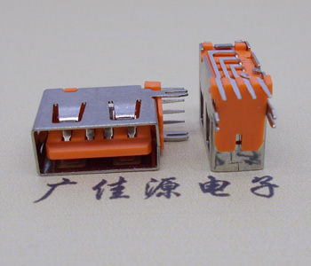 西藏USB 短体10.0接口 侧插4p母座 橙色胶芯鱼叉脚直边