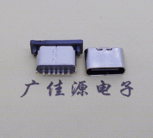 西藏直立插type-c6p母座H=5.0短体usb连接器