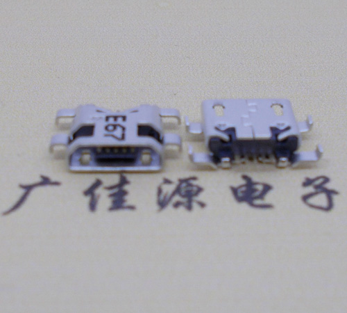 西藏Micro usb 反向沉板1.2mm接口四脚插直边无导位