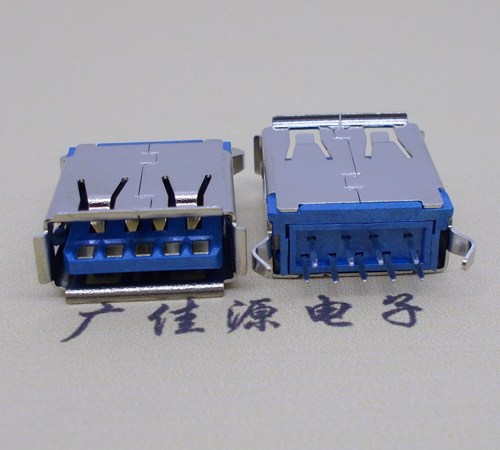 西藏USB 3.0接口.AF立式直插 弯脚插板,蓝胶芯翻边