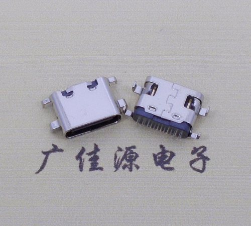 西藏type c16p沉板母座破板0.8mm/1.0mm/1.2mm/1.6mm四脚插板端子SMT总体长度L=6.5mm