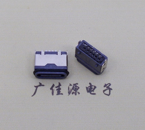 西藏usb type c6p防水立插母座两脚插带定位柱